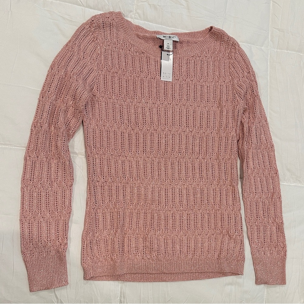 White House Black Market Textured Pink Sweater